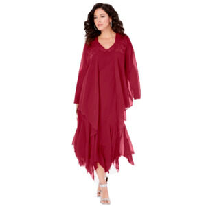 Roaman's Pink Sequin Handkerchief Hem Jacket Dress Set Size 18W